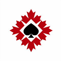 Ace of spades logo design with diamond and abstract maple leaf.