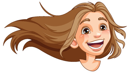 Cheerful Woman with Hair Spread