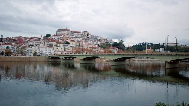 Coimbra view of the old town and bridge. Portugal
