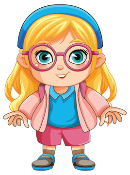 Cute nerdy girl cartoon character