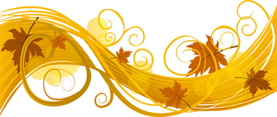 Transparent autumn yellow wave background decoration element for greeting card vector