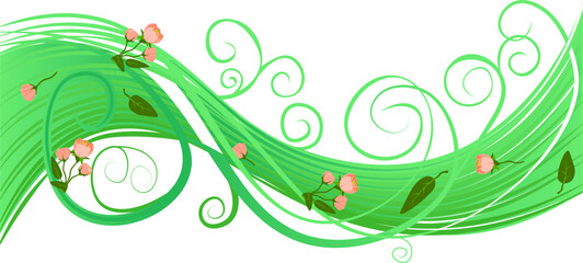 Transparent spring green wave background decoration element for greeting card vector
