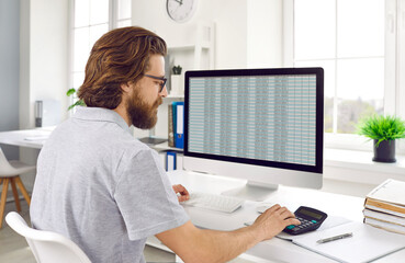 Financial manager calculating about cost and doing finance. Accountant checking financial documents...