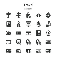 25 icons collection on travel and related topic