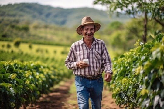 farmer on arabica coffee plantation , AI Generative