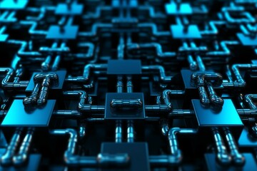 Fototapeta premium Block chain mockup. Generate Ai