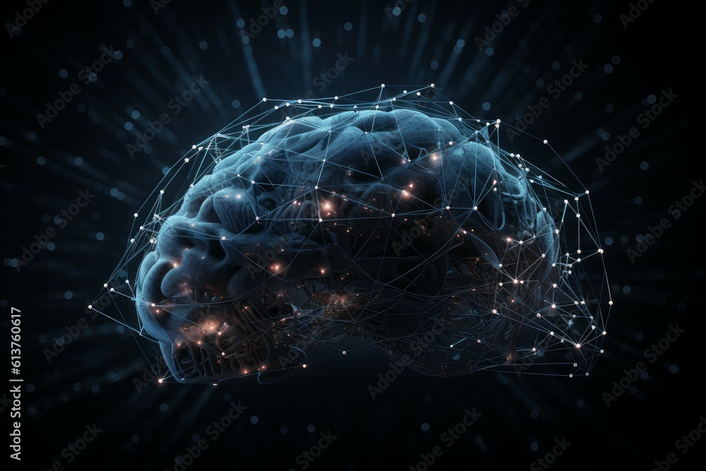 Poster brain artificial intelligence tech. generate ai