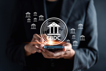 CBDC Central Bank Digital Currency. Financial technology exchange, money and digital asset. digital currency of the Central Bank and transaction in different currency.