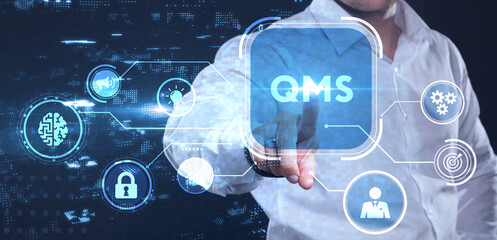 Quality management system business and industrial technology concept. QMS.