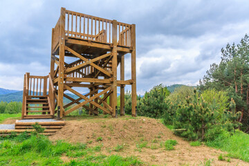 Observation tower in the Węgielnik-Skałki park in the Piwniczna-Zdrój health resort in Beskid Sądecki, Poland