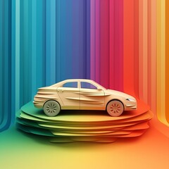car on the podium, paper style Generative AI