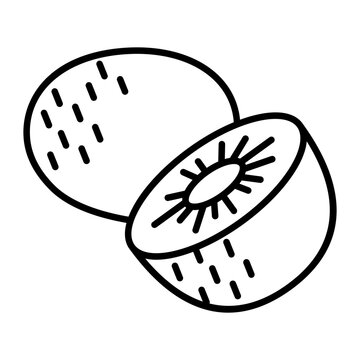 kiwi fruit outline, whole and sliced clip art preview