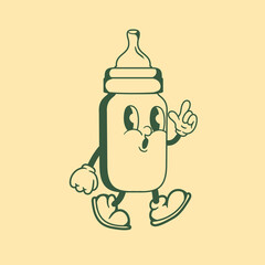 Vintage character design of baby bottles