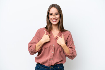 Young pretty caucasian woman isolated on white background with surprise facial expression