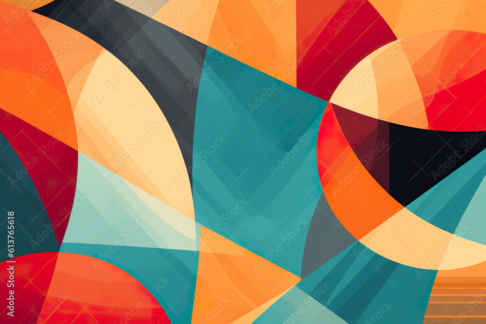 Poster a colorful abstract painting of circles and lines. generative ai.