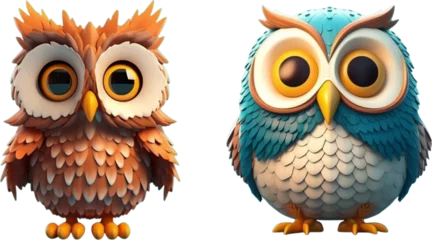 Fotobehang Uiltjes Cute Owl in 3d style.