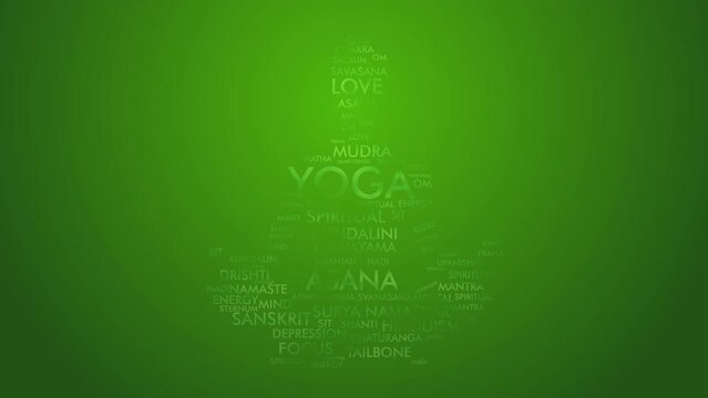 yoga day typography green background animation,Yoga day background ,All about yoga typography text meditation.
