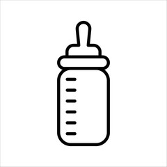 Baby feeding bottle vector line icon, vector illustration on white background