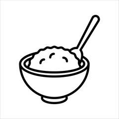 porridge baby cereal vector icon baby food bowl with spoon, vector illustration on white background