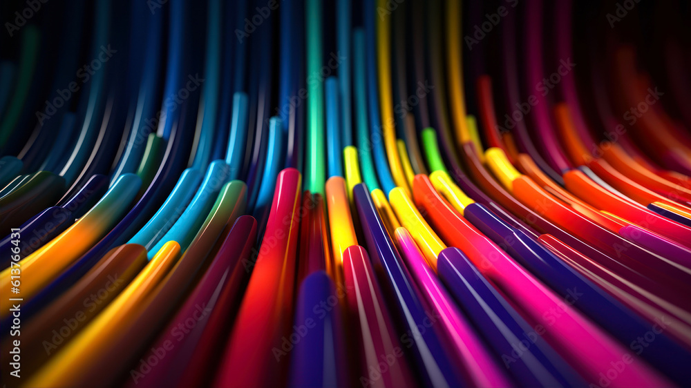 Aufkleber modern wallpaper with bright neon rays and glowing lines, 3d render, abstract background with colorf