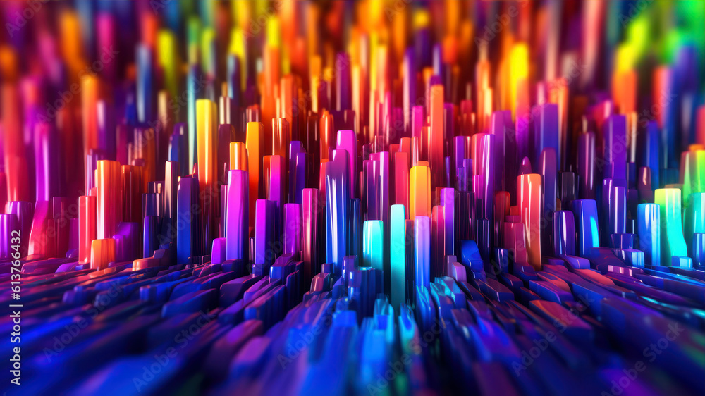 Poster 3d rendering of abstract technology background. futuristic shape. colorful spectrum. generative ai