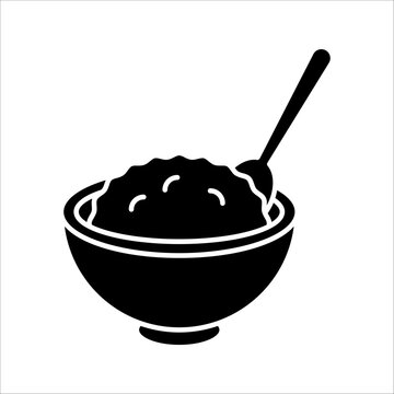 recommend clip art: porridge baby cereal vector icon baby food bowl with spoon, vector illustration on white background