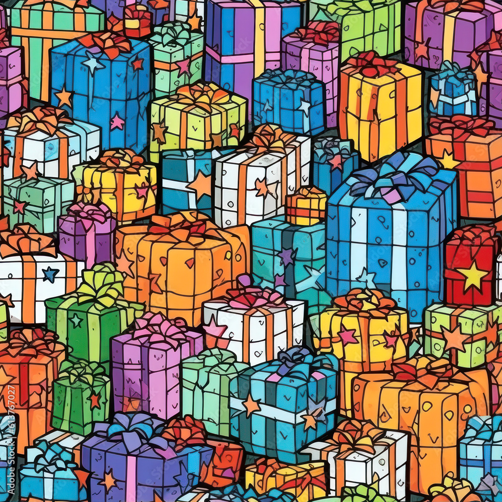 Poster seamless pattern with colorful gift boxes generative ai