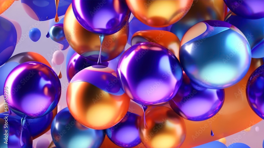 Poster colorful balloons floating in the air. abstract background generative ai