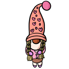Single girl gnome with orange heart hat