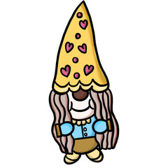 Fototapeta premium Single girl gnome with yellow heart hat