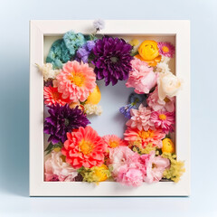 flower festive photo frame made of real flowers ,frame of flowers