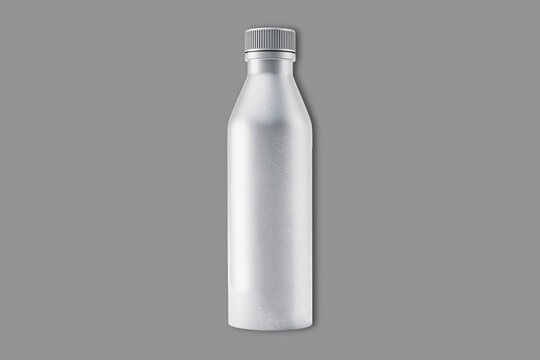 Sports stainless bottles. Bike metal reusable drink flask. 3d realistic mockup. Illustration of metallic stainless steel container water for sport bike and fitness mockup template. 3d rendering.