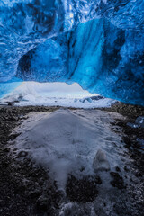 Ice cave in Iceland in winter