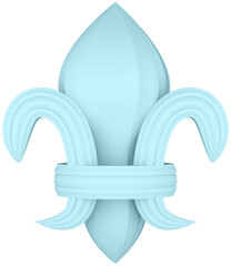 3D illustration render element of openwork decor of different colors on transparent background