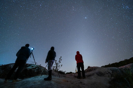 People taking photos of Zodiacal light (chiang mai province, Thailand). amazing natural landscape. popular attractions best famous tourist attractions