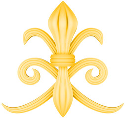 3D illustration render element of openwork decor of different colors on transparent background