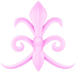 3D illustration render element of openwork decor of different colors on transparent background