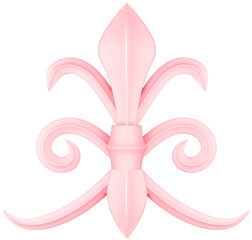 3D illustration render element of openwork decor of different colors on transparent background