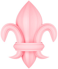 3D illustration render element of openwork decor of different colors on transparent background