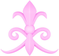 3D illustration render element of openwork decor of different colors on transparent background