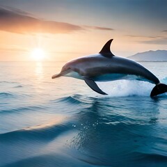 Obraz premium Dolphin jumping out of the water. Generative AI