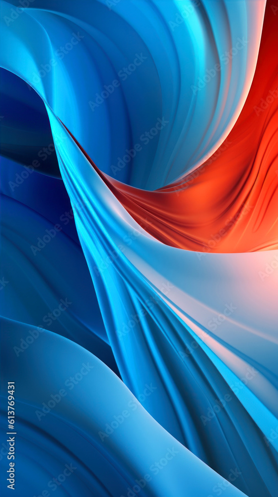 Poster abstract background with smooth lines in blue, orange and red colors generative ai