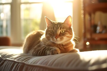 リビングでくつろぐ猫 with generative ai