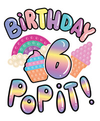 6th Pop It Birthday Six Pastel Themed Fidget Toy