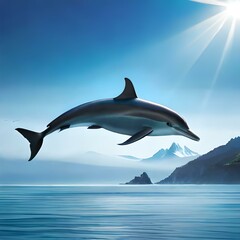 Dolphins in the sea. Generative AI