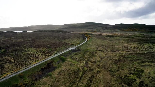 Aerial view of the Burtonport Railway Walk by Falcarragh in County Donegal, Republic of Ireland