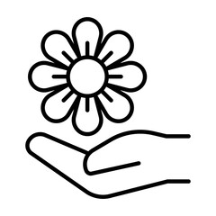 Flower in hand icon