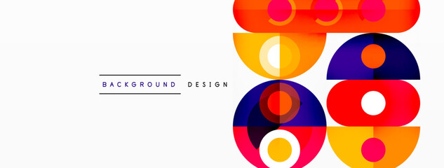 Simple circles and round elements pattern. Minimalist design geometric landing page. Creative concept for business, technology, science or print design