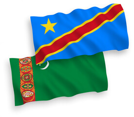 Flags of Turkmenistan and Democratic Republic of the Congo on a white background