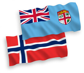 Flags of Norway and Republic of Fiji on a white background